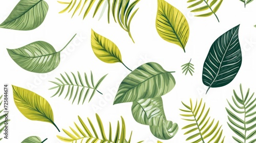 Teal green leaves vector tropical exotic foliage seamless pattern. Generative Ai