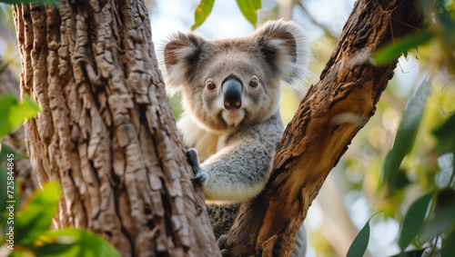 Tree-dwelling species like koalas confront heightened risks due to severe storms and cyclones, which disrupt their habitats and reduce food availability photo