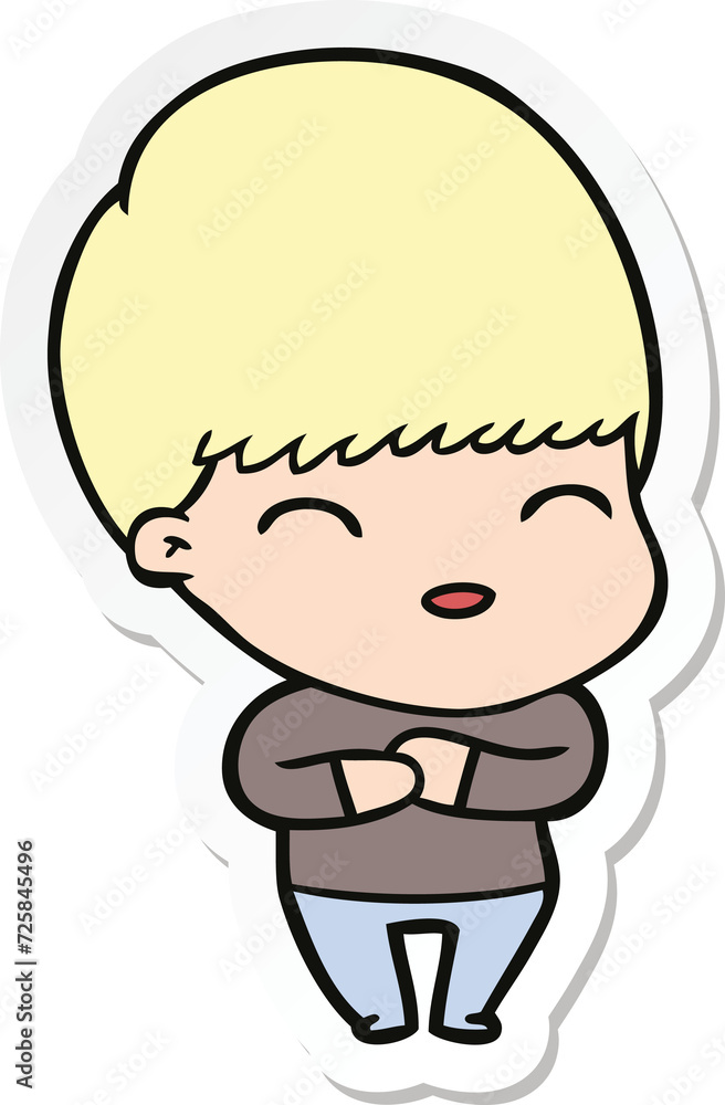 sticker of a happy cartoon boy sticker of a happy cartoon boy