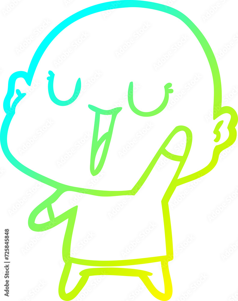 cold gradient line drawing happy cartoon bald man cold gradient line drawing happy cartoon bald man