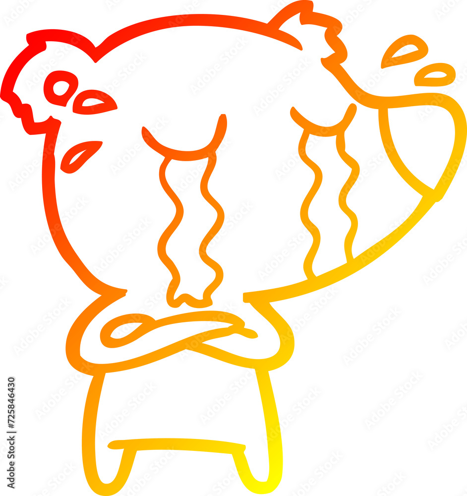 warm gradient line drawing cartoon crying bear warm gradient line drawing cartoon crying bear