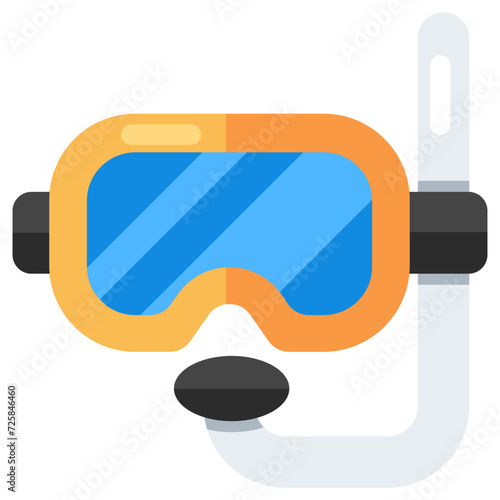 Oxygen pipe with goggles, icon of snorkeling mask