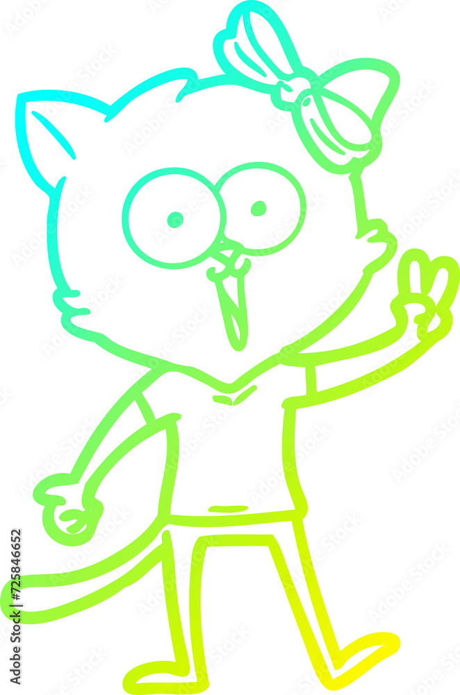 cold gradient line drawing cartoon cat cold gradient line drawing cartoon cat