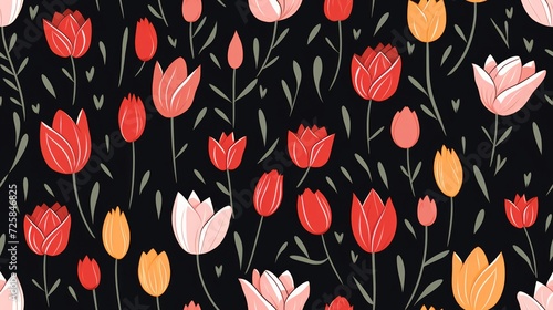 Wallpaper Mural seamless pattern flower, hand drawn, color pastel. Generative Ai Torontodigital.ca