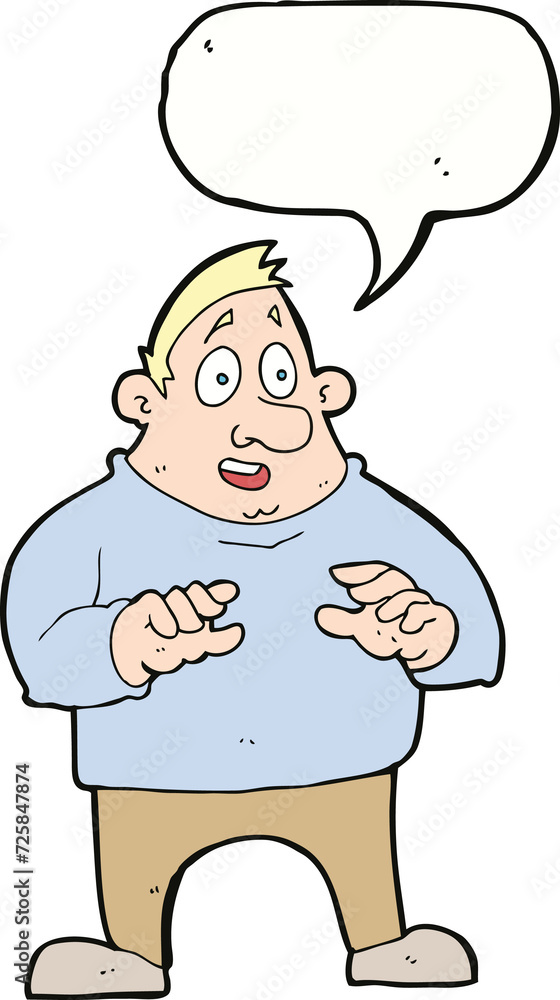 cartoon excited overweight man with speech bubble cartoon excited overweight man with speech bubble
