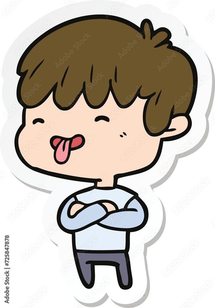 sticker of a cartoon boy sticking out tongue sticker of a cartoon boy sticking out tongue