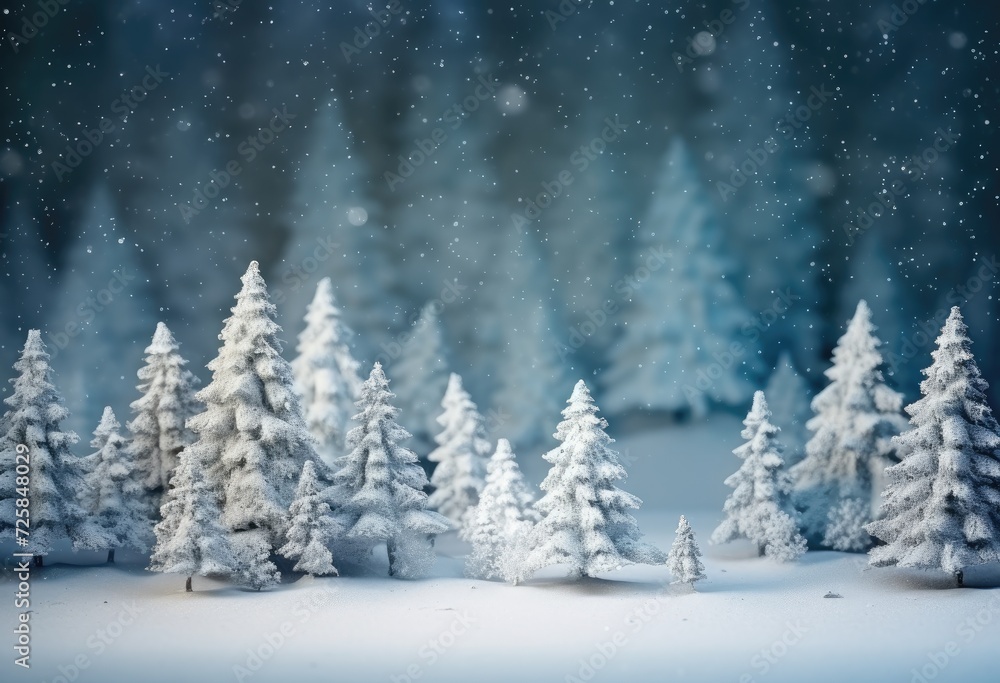 winter snow landscape with snowflakes