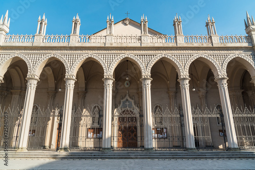 Facade of Santo Stefano Cathedral in Piazza Duomo in the historical center of Biella, Piedmont, Italy photo