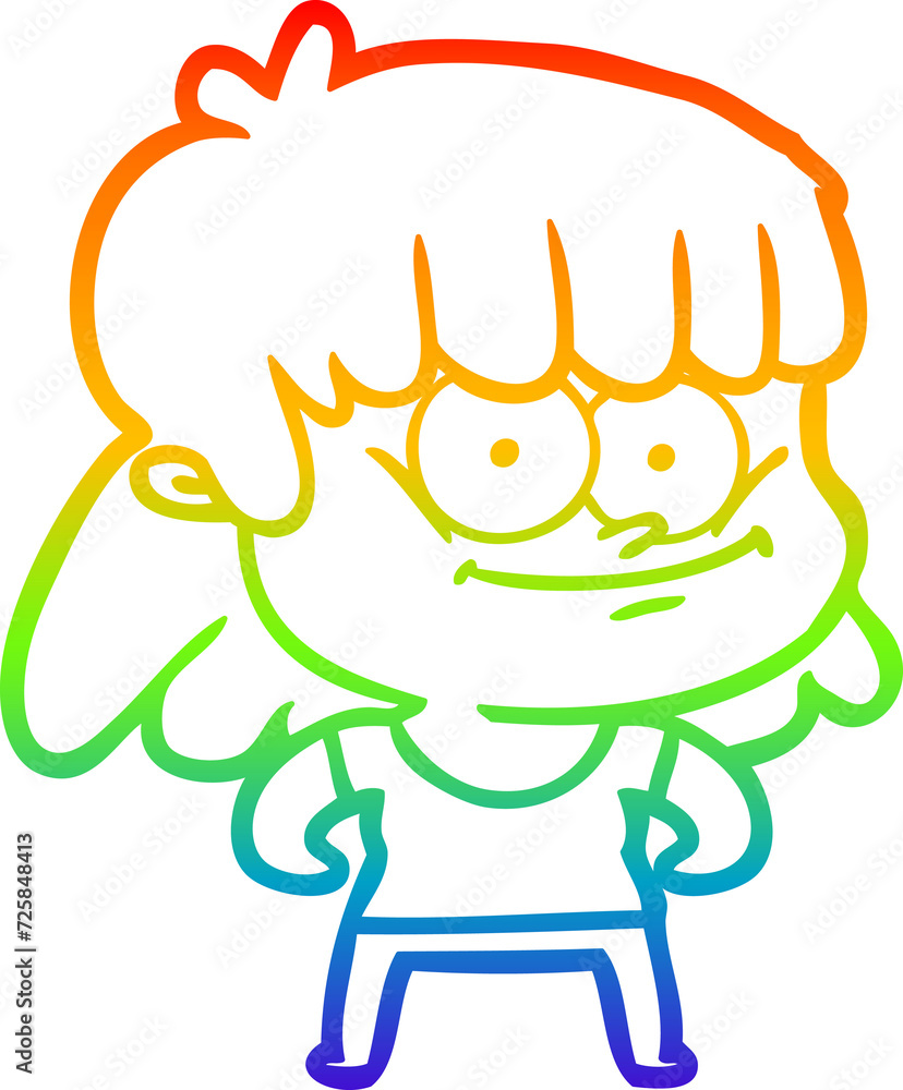 rainbow gradient line drawing cartoon smiling woman rainbow gradient line drawing cartoon smiling woman