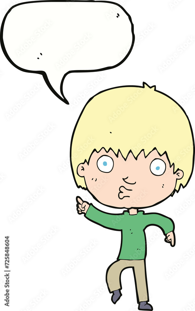 cartoon impressed boy pointing with speech bubble cartoon impressed boy pointing with speech bubble