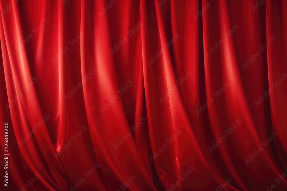 Close-up shot of a vibrant red curtain on a stage. Perfect for theater, performing arts, or entertainment-themed projects Close-up shot of a vibrant red curtain on a stage. Perfect for theater, performing arts, or entertainment-themed projects