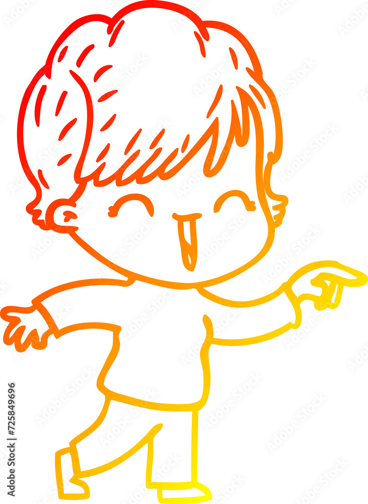 warm gradient line drawing cartoon laughing woman warm gradient line drawing cartoon laughing woman