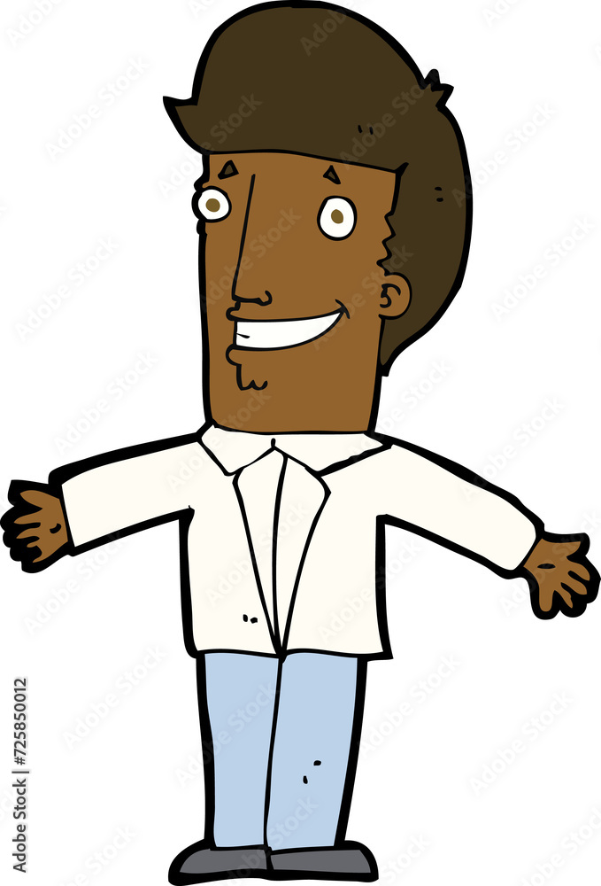 cartoon grining man with open arms cartoon grining man with open arms