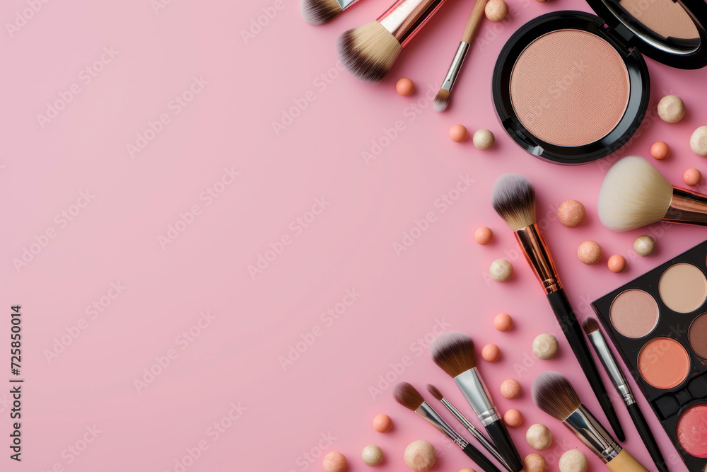 Makeup routine background with copy space Makeup routine background with copy space