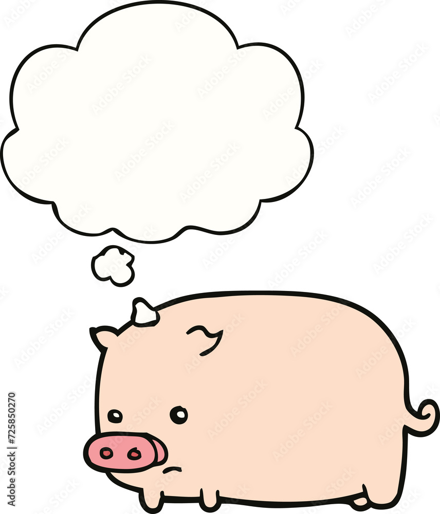 cute cartoon pig and thought bubble cute cartoon pig and thought bubble