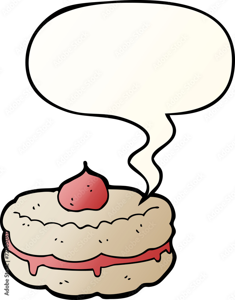cartoon biscuit and speech bubble in smooth gradient style cartoon biscuit and speech bubble in smooth gradient style