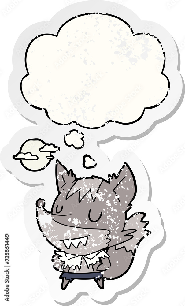cartoon werewolf and thought bubble as a distressed worn sticker cartoon werewolf and thought bubble as a distressed worn sticker