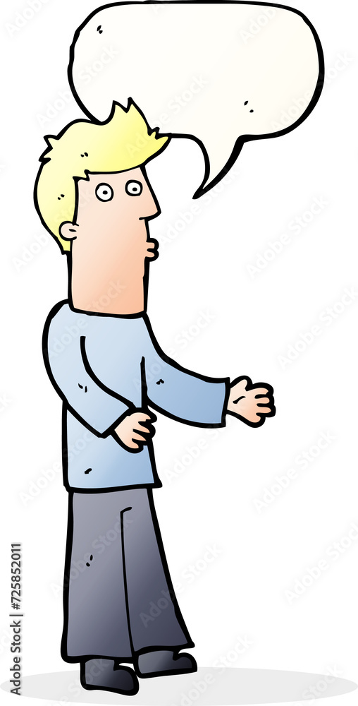 cartoon man explaining with speech bubble cartoon man explaining with speech bubble