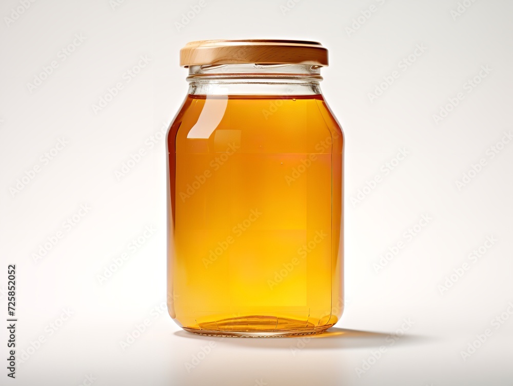Glass Honey Jar Sweet Natural Isolated on White Background AI Generated Glass Honey Jar Sweet Natural Isolated on White Background AI Generated