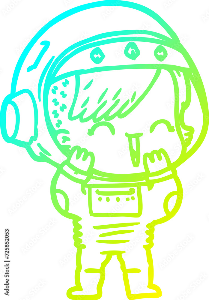 cold gradient line drawing cartoon laughing astronaut girl cold gradient line drawing cartoon laughing astronaut girl