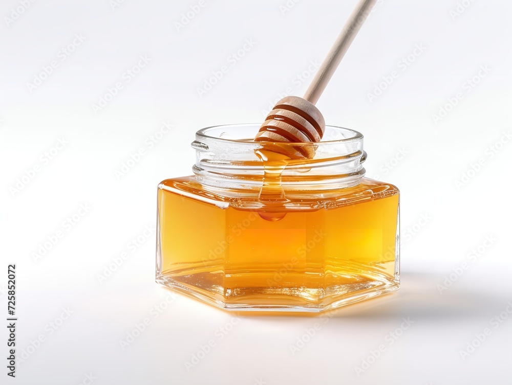 Glass Honey Jar Sweet Natural Isolated on White Background AI Generated Glass Honey Jar Sweet Natural Isolated on White Background AI Generated