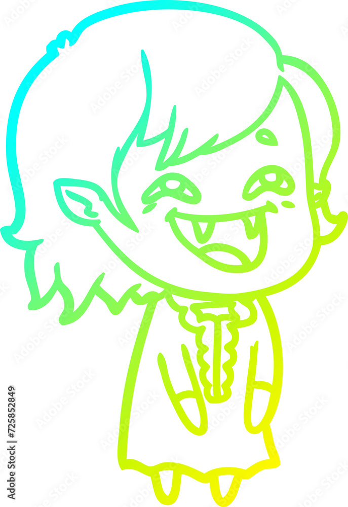 cold gradient line drawing cartoon laughing vampire girl cold gradient line drawing cartoon laughing vampire girl