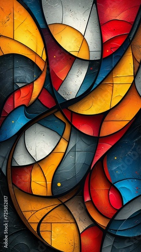 Аbstract colorful background, geometric shapes, vorticism art style photo