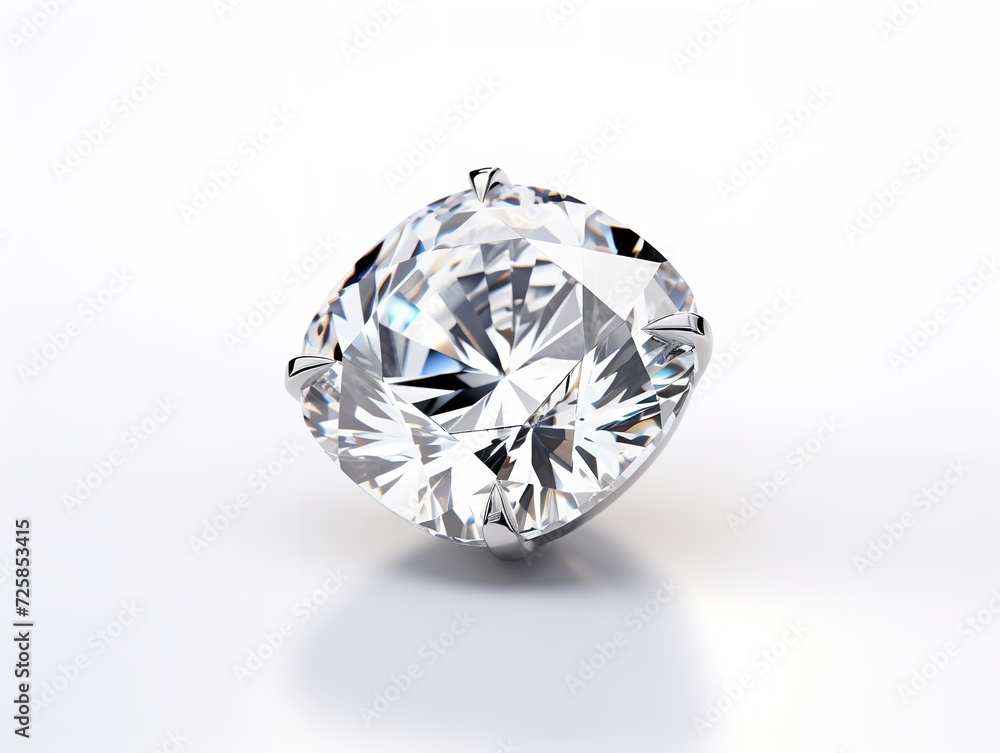 Glistening Diamond Precious Gem Isolated on White Background AI Generated