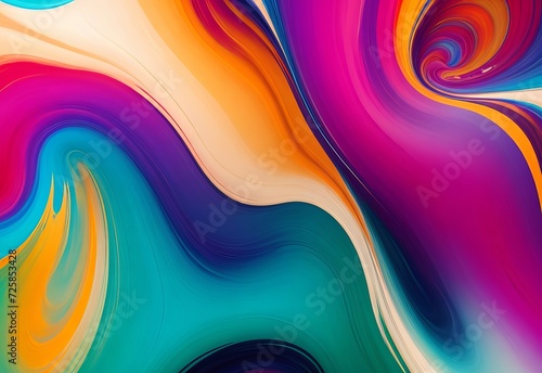 Colorful Liquid paint ink curved motion flow on isolated white background. Vivid color Fluid dynamic paint wave. 