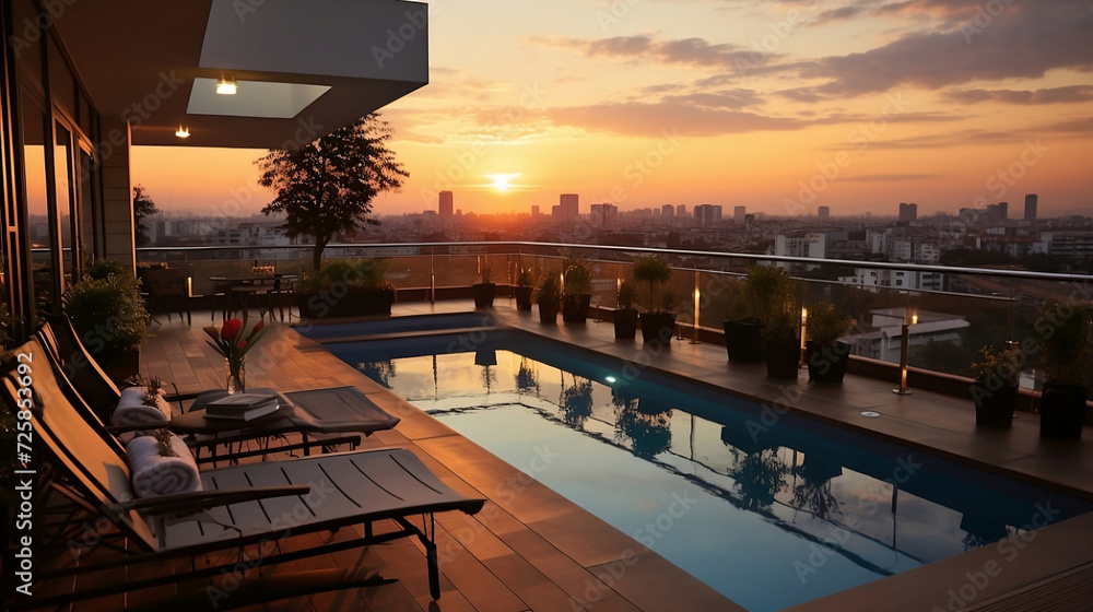 Fototapeta premium Apartment with swimming pool.