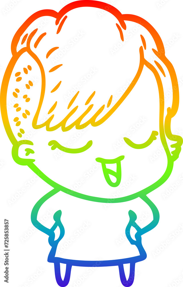 rainbow gradient line drawing happy cartoon girl rainbow gradient line drawing happy cartoon girl