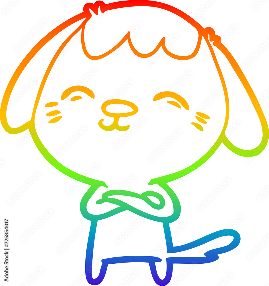 Obraz premium rainbow gradient line drawing happy cartoon dog