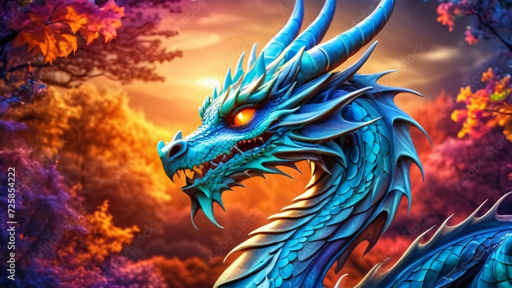 Abstractly magnificent, a colorful Dragon in an unbelievably awesome 3D; rich colors dance on a wonderfully bright background. Abstractly magnificent, a colorful Dragon in an unbelievably awesome 3D; rich colors dance on a wonderfully bright background.