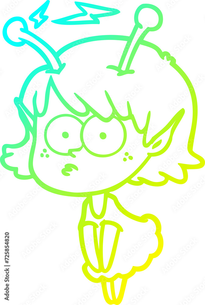 cold gradient line drawing cartoon alien girl cold gradient line drawing cartoon alien girl