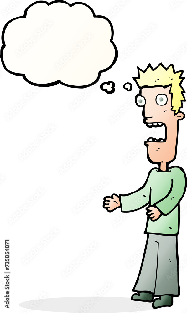 cartoon man freaking out with thought bubble cartoon man freaking out with thought bubble