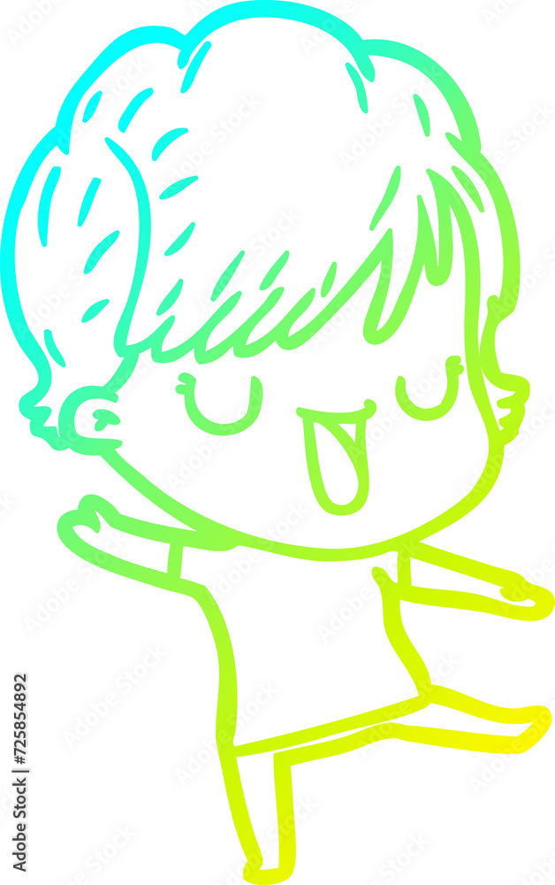 cold gradient line drawing cartoon woman talking