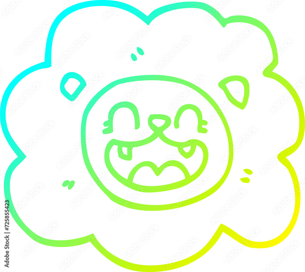 cold gradient line drawing cartoon happy lion cold gradient line drawing cartoon happy lion