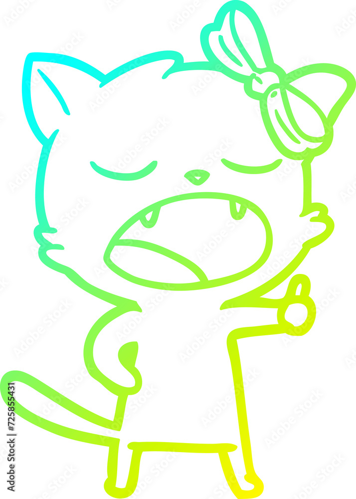cold gradient line drawing cartoon yawning cat cold gradient line drawing cartoon yawning cat