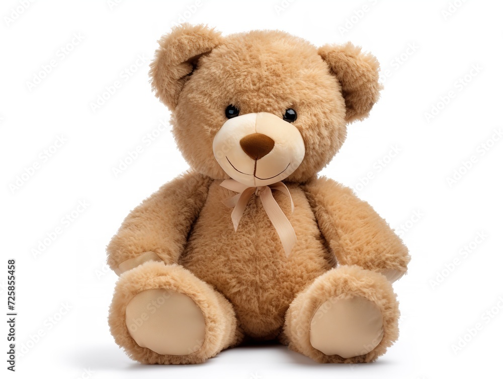 Plush Teddy Bear Soft Toy Isolated on White Background AI Generated