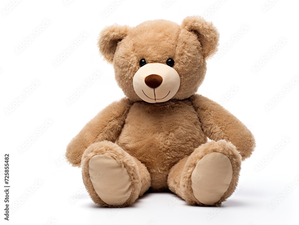 Plush Teddy Bear Soft Toy Isolated on White Background AI Generated