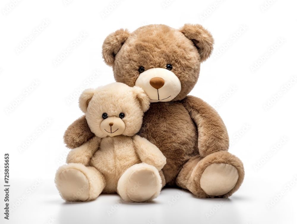 Fototapeta premium Plush Teddy Bear Soft Toy Isolated on White Background AI Generated