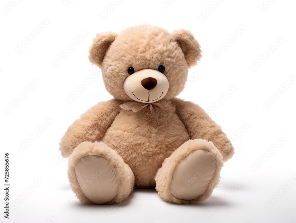 Plush Teddy Bear Soft Toy Isolated on White Background AI Generated