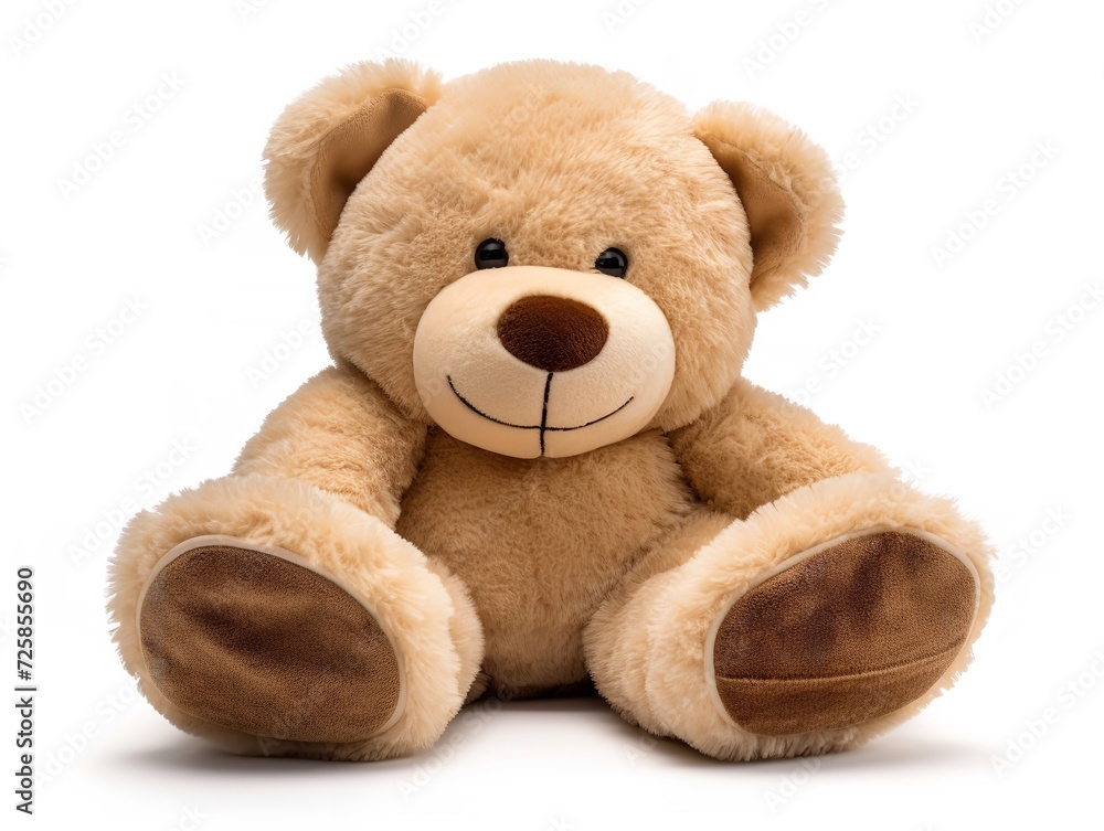 Fototapeta premium Plush Teddy Bear Soft Toy Isolated on White Background AI Generated