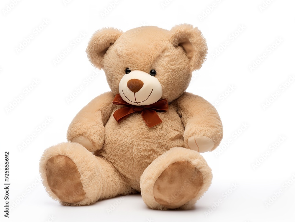 Plush Teddy Bear Soft Toy Isolated on White Background AI Generated