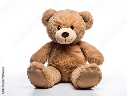 Plush Teddy Bear Soft Toy Isolated on White Background AI Generated