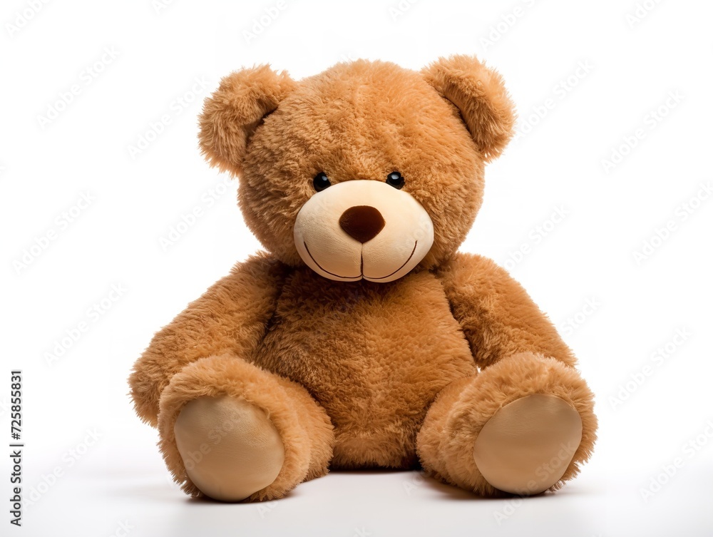 Plush Teddy Bear Soft Toy Isolated on White Background AI Generated