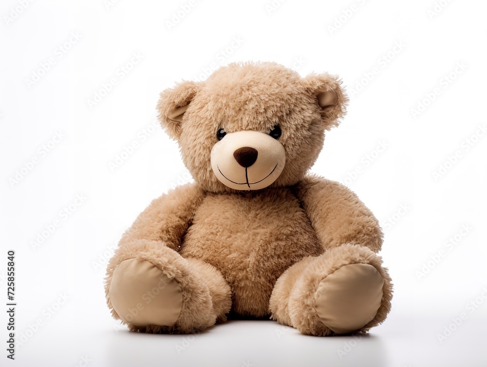Plush Teddy Bear Soft Toy Isolated on White Background AI Generated
