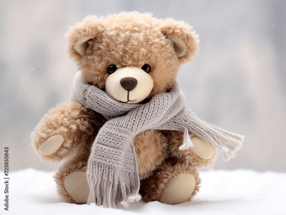 Plush Teddy Bear Soft Toy Isolated on White Background AI Generated