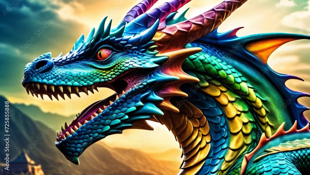 Abstractly spectacular, a colorful Dragon dances on an unbelievably magnificent close-up; a 3D explosion of rich and inspiring colors.