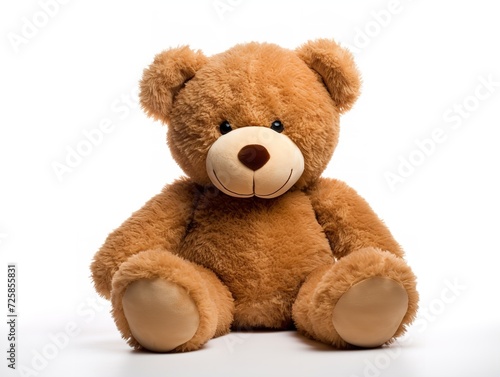 Plush Teddy Bear Soft Toy Isolated on White Background AI Generated
